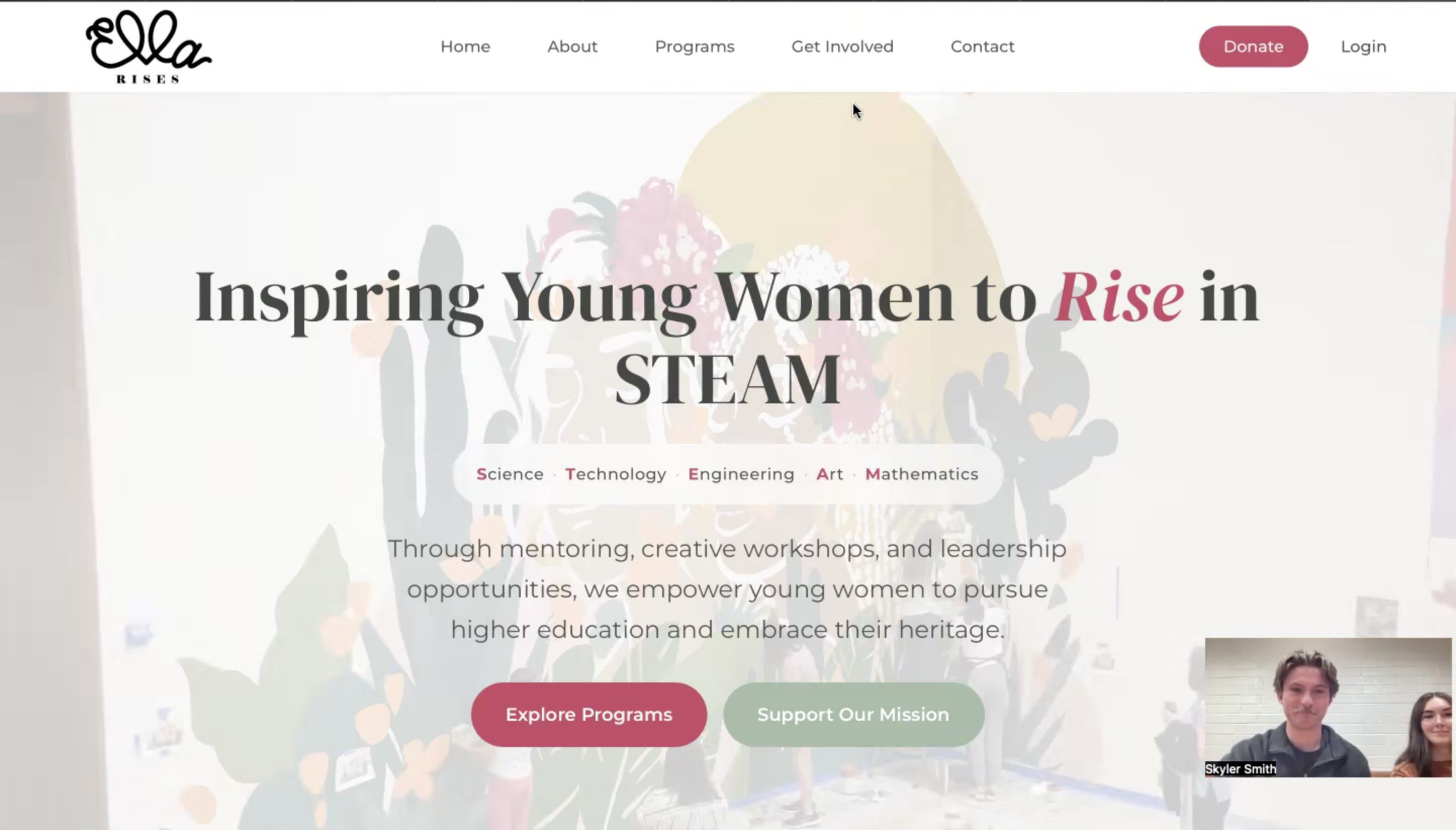 Ella Rises public site homepage