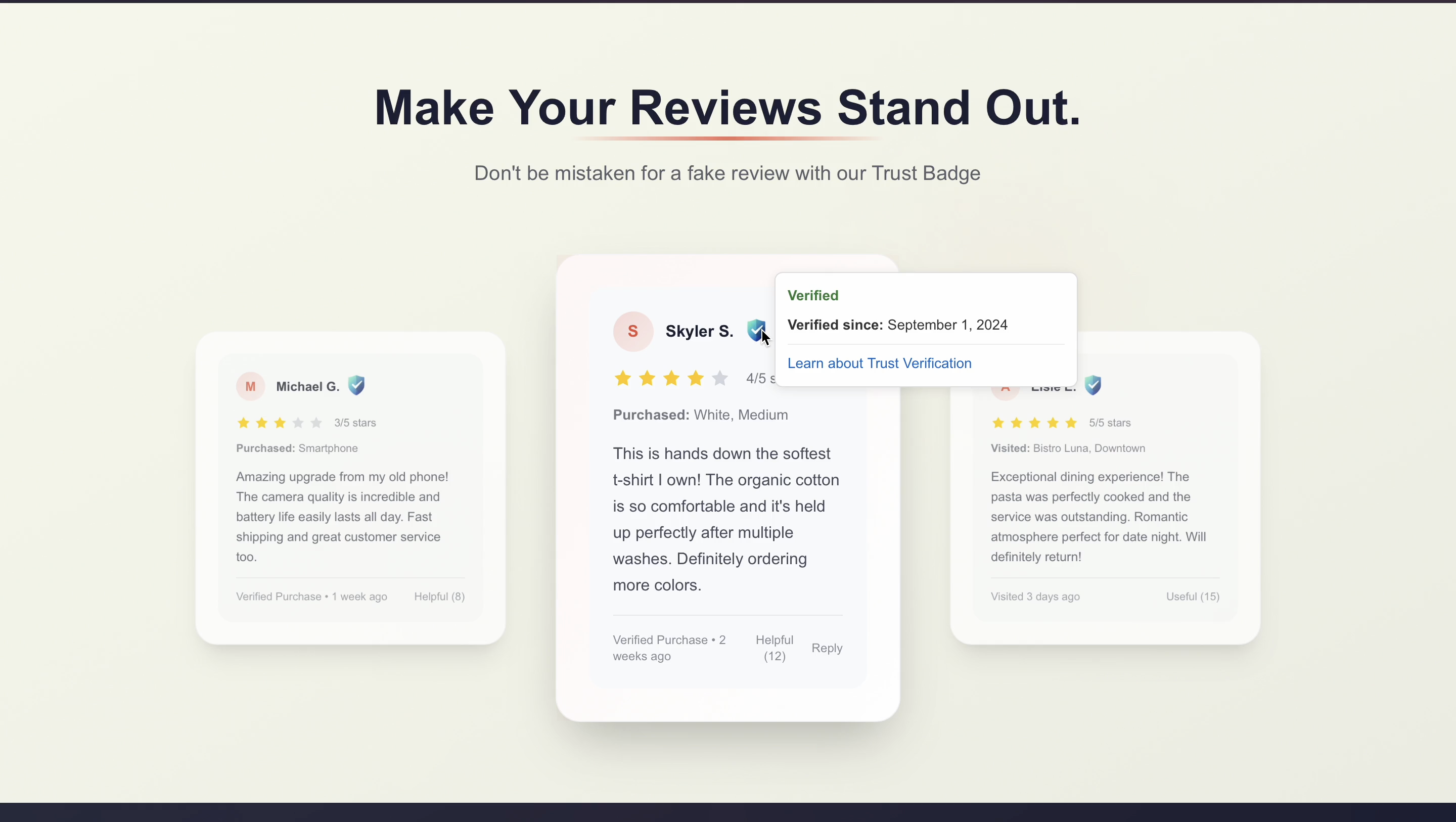 Trust Scores review widget with verified badge