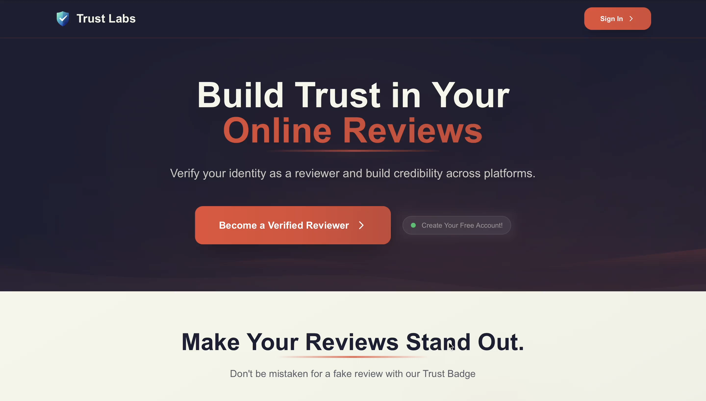 Trust Scores marketing homepage
